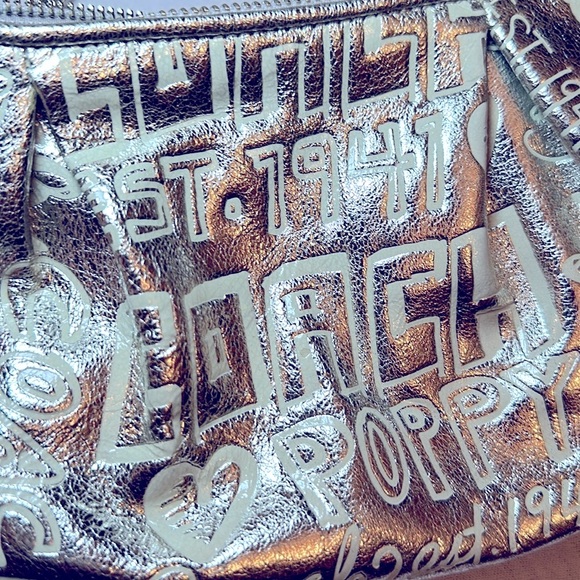 Coach LtdEd Poppy Silver Etched Storypatch Small Evening Shoulder Bag Purse RARE - Picture 4 of 15